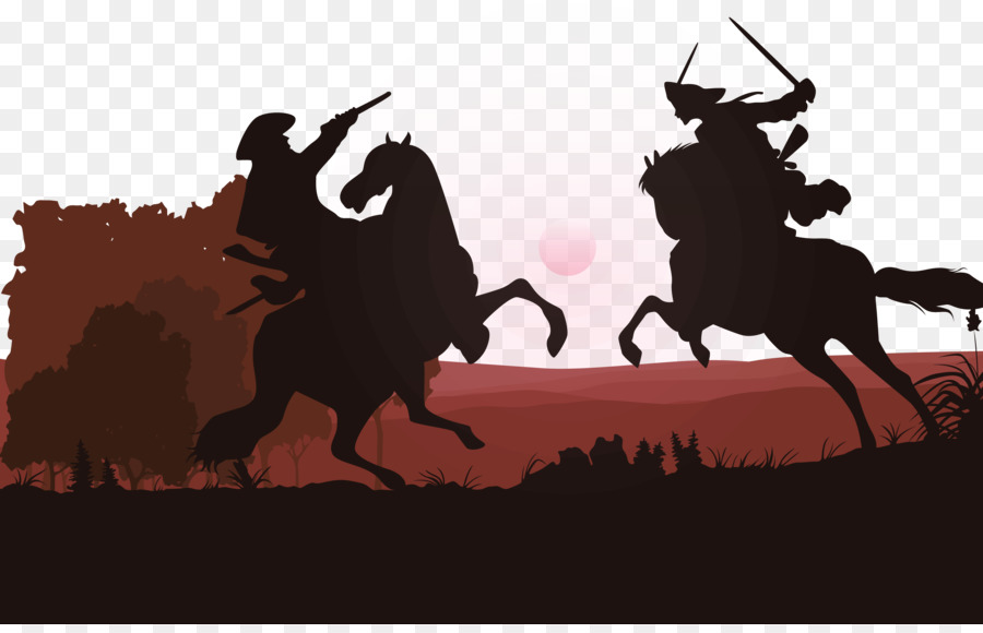 Horse Euclidean vector Silhouette - Knight duel png download - 5833*3705 - Free Transparent Knight png Download.