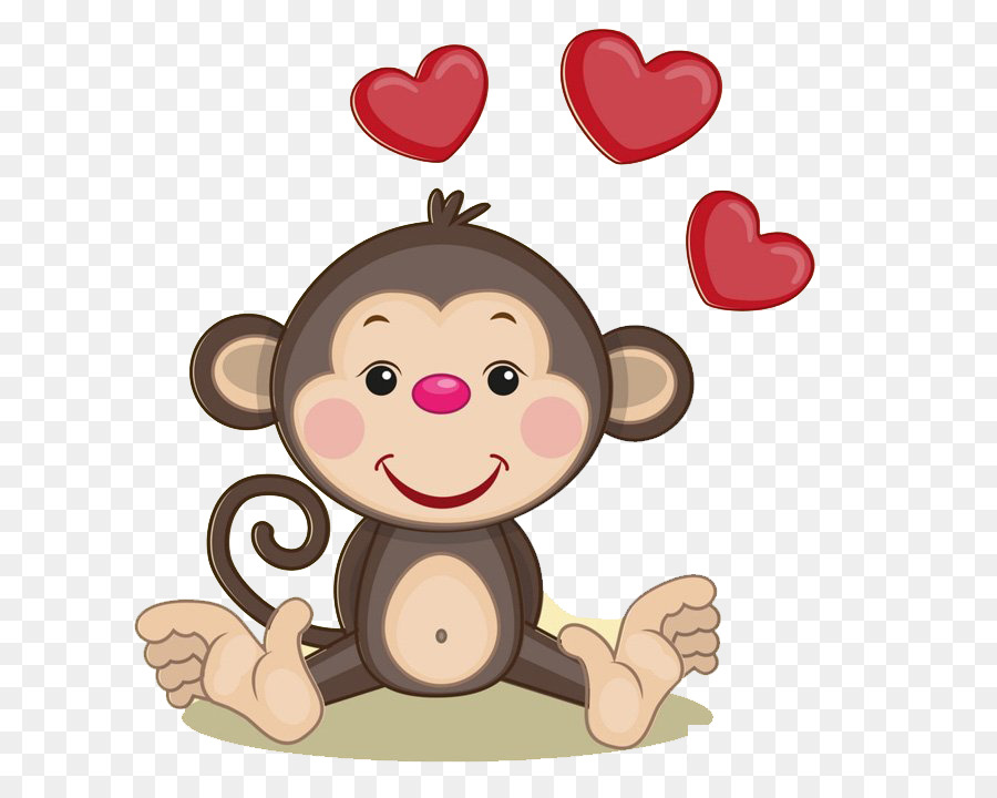 Monkey Heart Illustration - Cute monkey png download - 708*708 - Free Transparent  png Download.