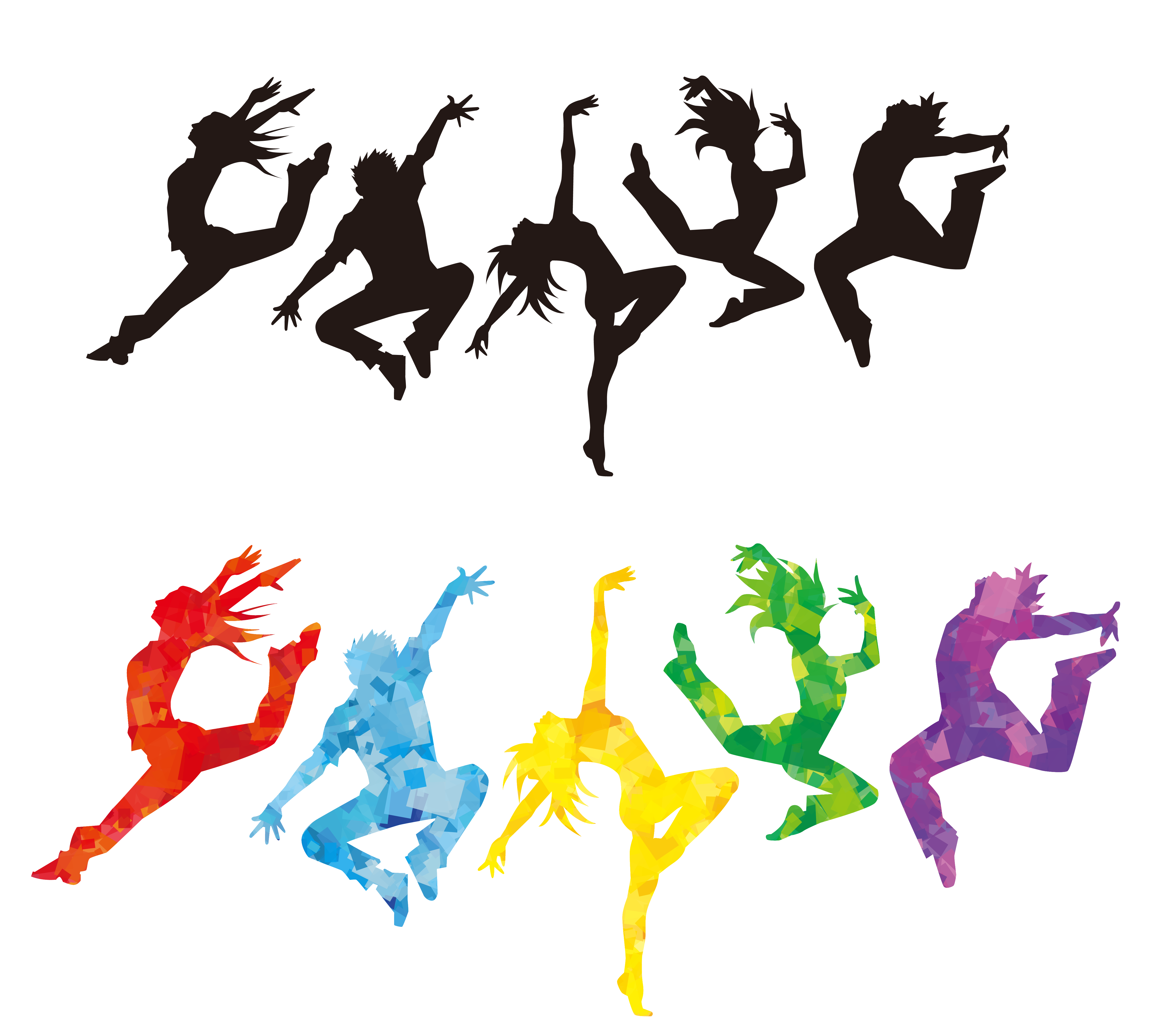 Ballet Dancer Silhouette Vector Colorful Hand Painted Dancers Png 13325 ...