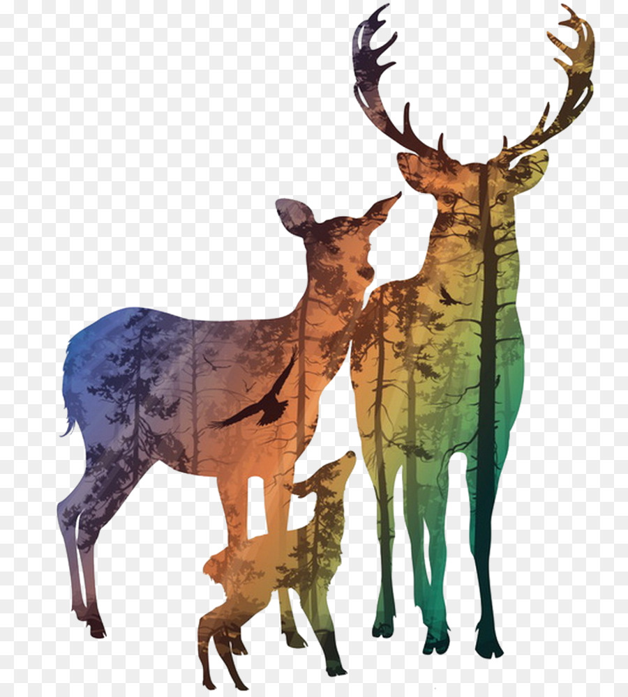 Roe deer Red deer Silhouette Painting - Silhouette Deer png download - 925*1024 - Free Transparent Deer png Download.
