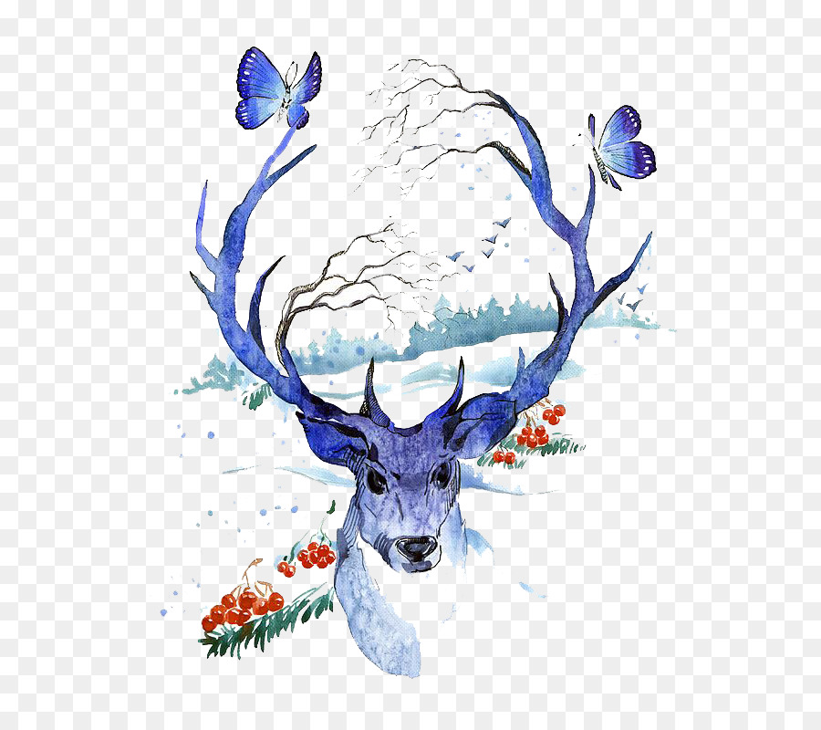 Creative Watercolor Deer Watercolor painting Illustration - Watercolor deer png download - 658*783 - Free Transparent Creative Watercolor png Download.