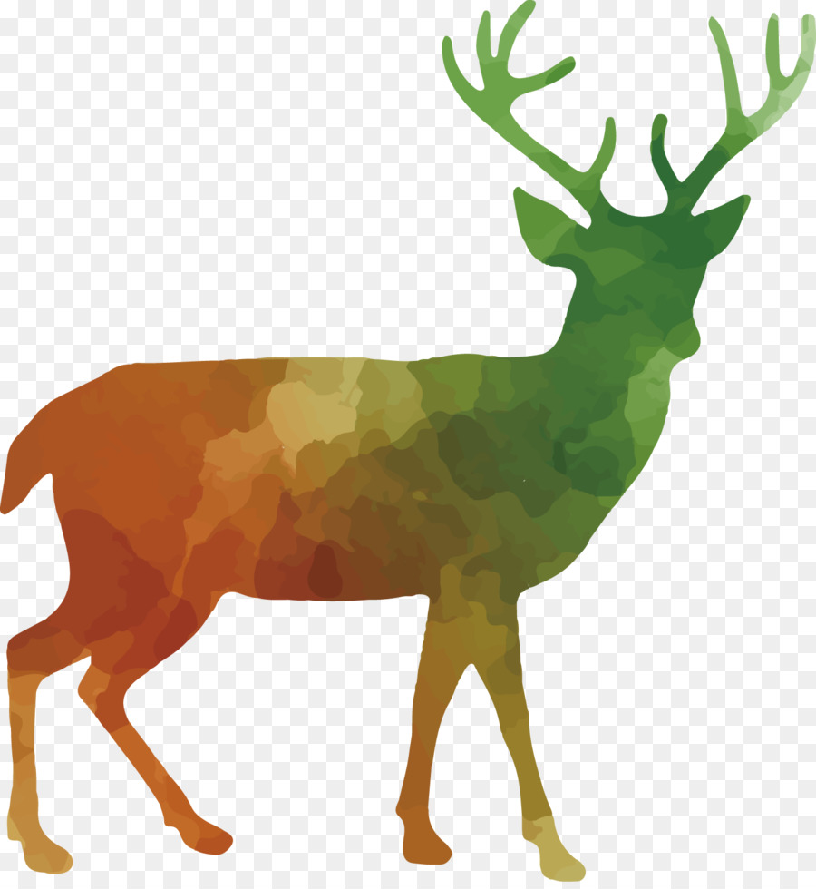 White-tailed deer Red deer Reindeer Clip art - Colorful animal silhouettes set png download - 1421*1534 - Free Transparent Deer png Download.
