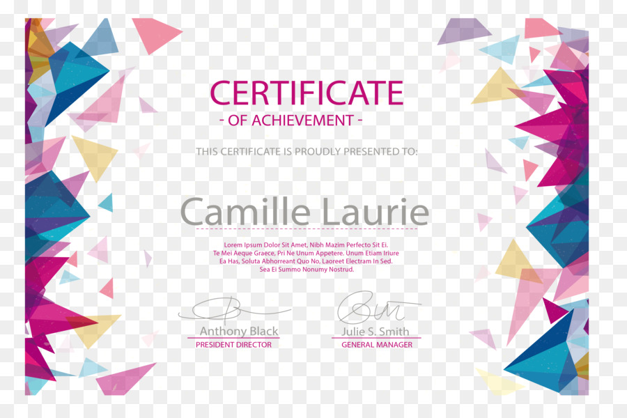 Diploma Euclidean vector Academic certificate Graduation ceremony Akademickxfd certifikxe1t - Color triangle floating pattern border certificate png download - 4595*3022 - Free Transparent Diploma png Download.