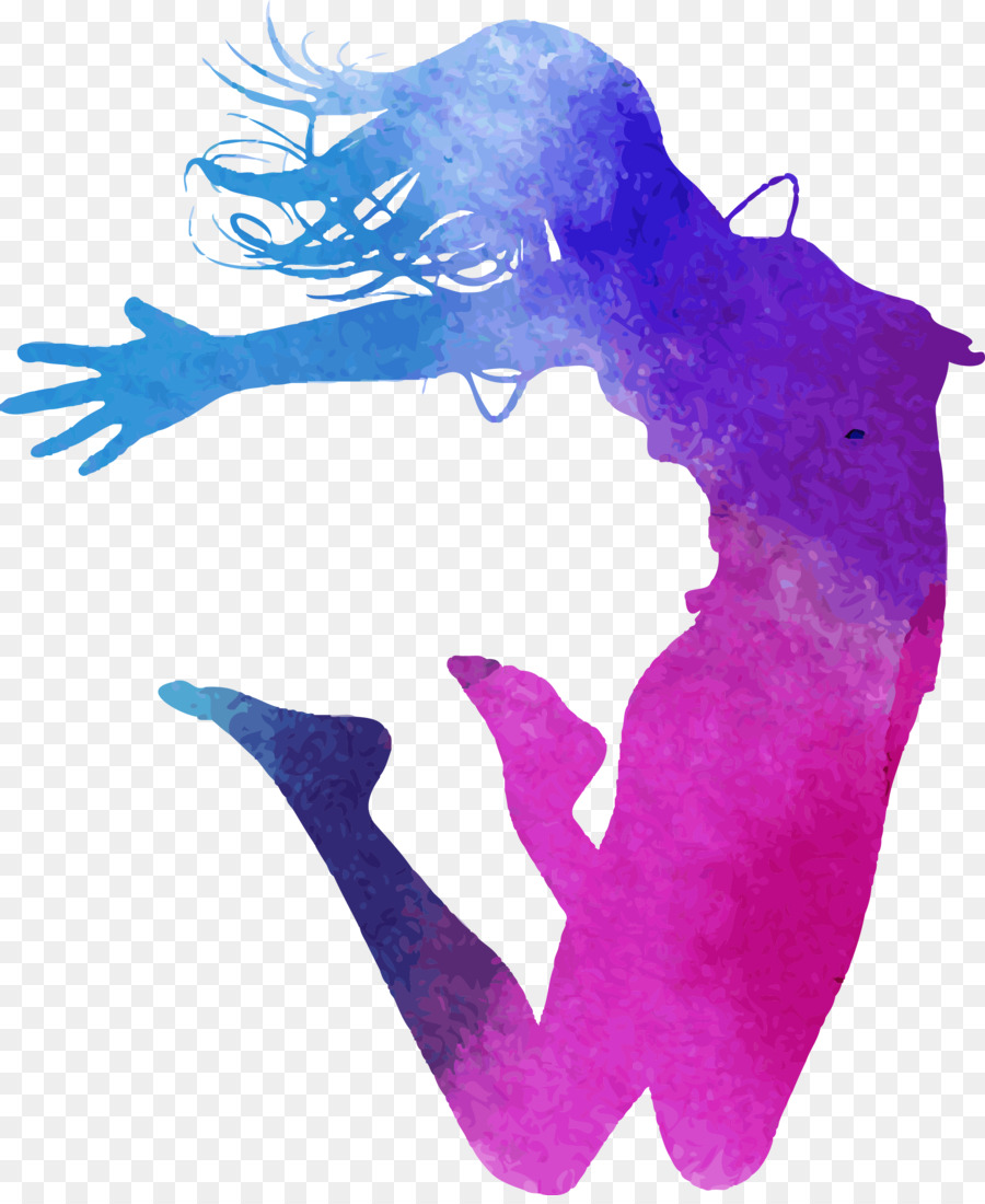 Dance Watercolor painting Royalty-free Illustration - Color ink silhouette jumping png download - 2067*2509 - Free Transparent Dance png Download.