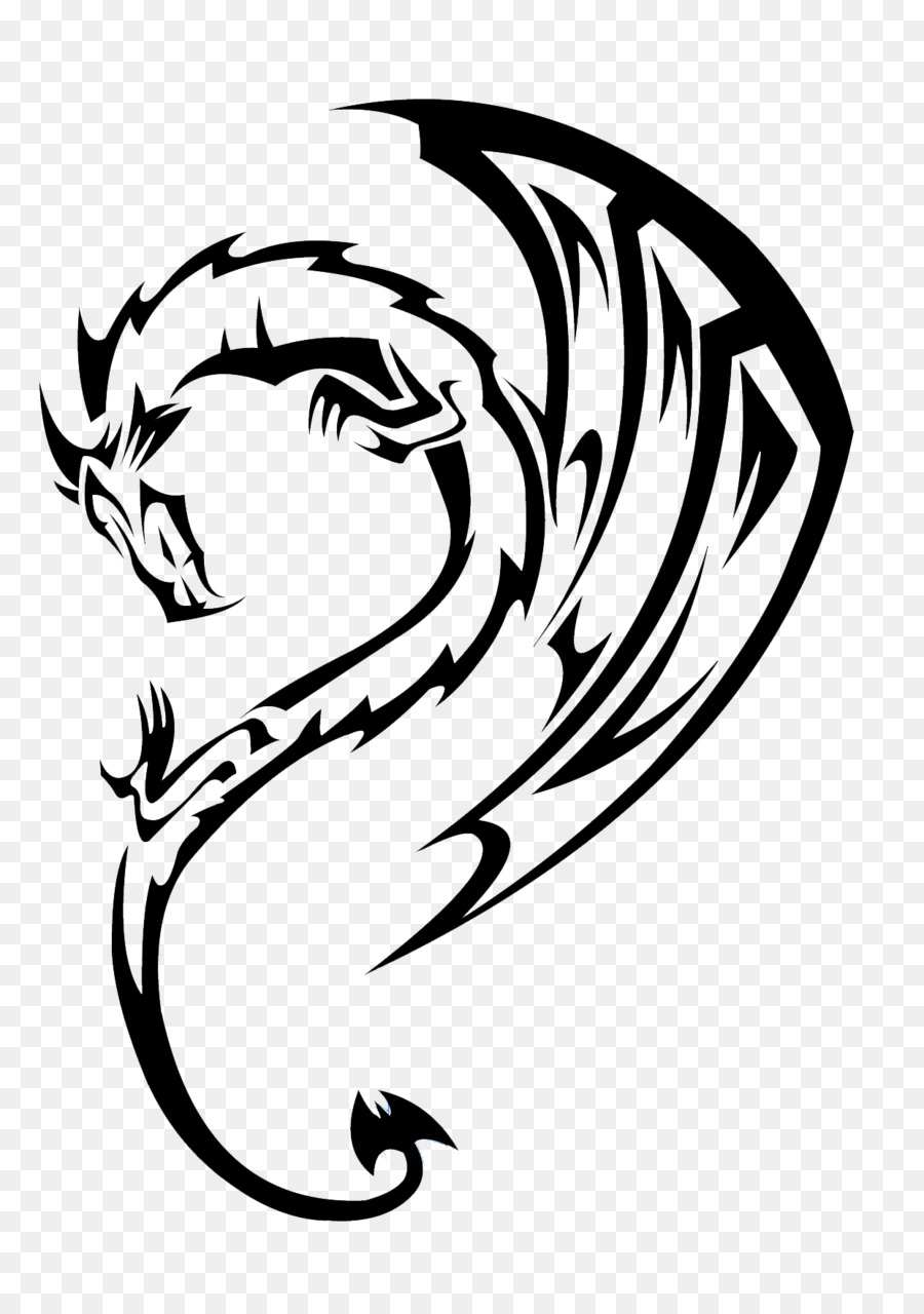 White dragon Tattoo Tribe Clip art - tattoo png download - 900*1273 - Free Transparent Dragon png Download.