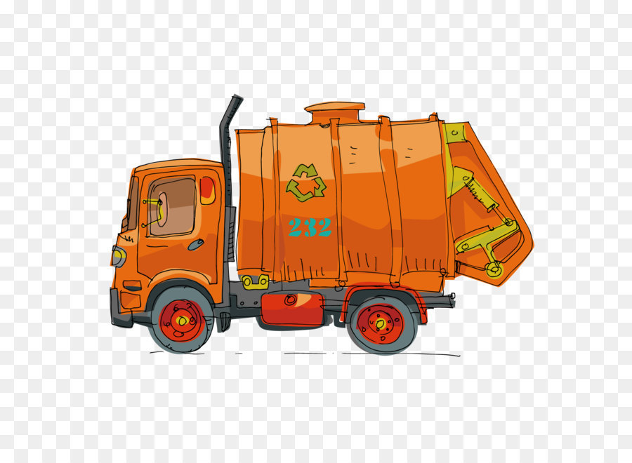 Garbage truck Cartoon - Vector yellow hand-painted garbage truck flat truck png download - 1501*1501 - Free Transparent Car ai,png Download.