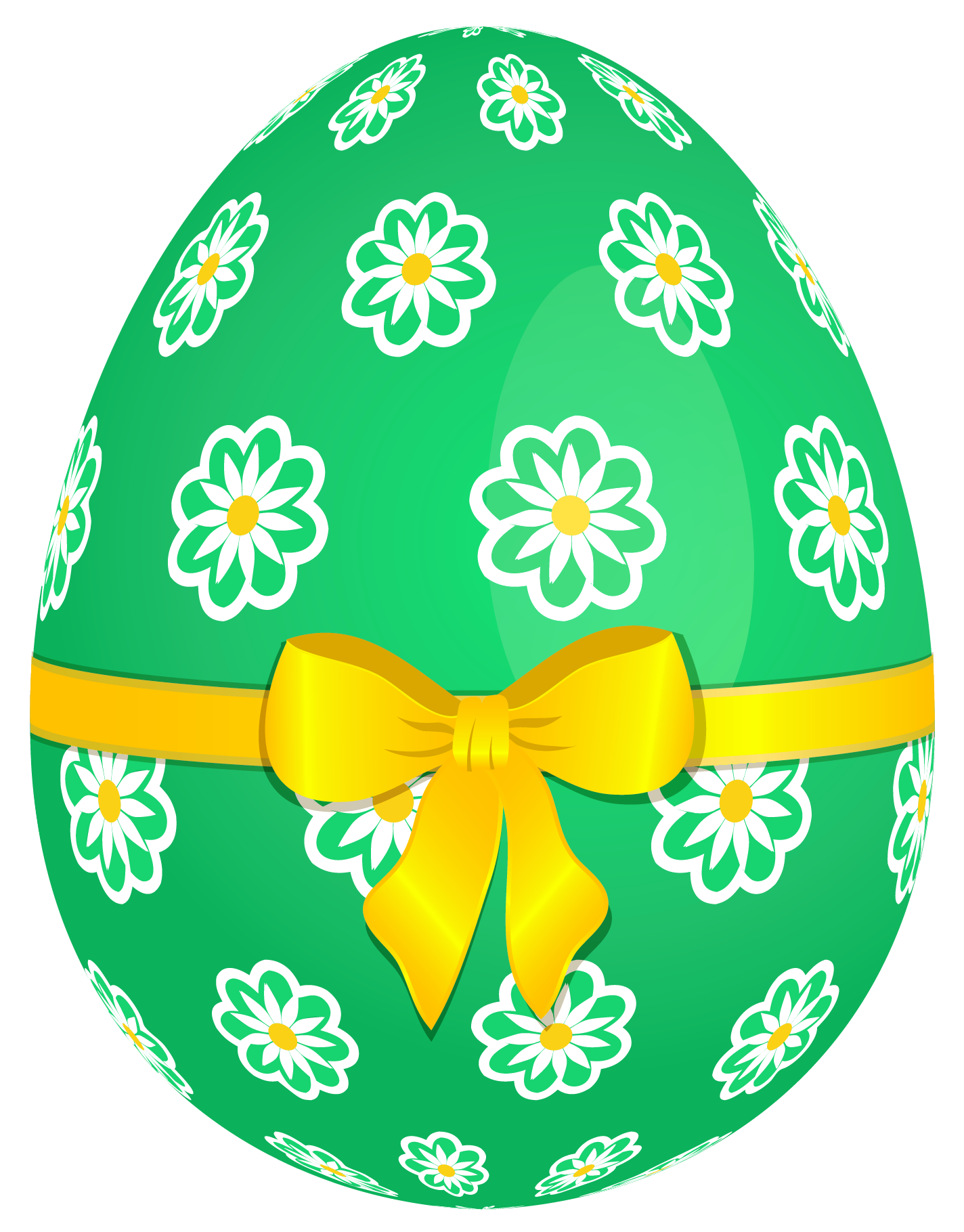 Easter egg - Green Easter Egg with Flowers and Yellow Bow PNG Picture ...