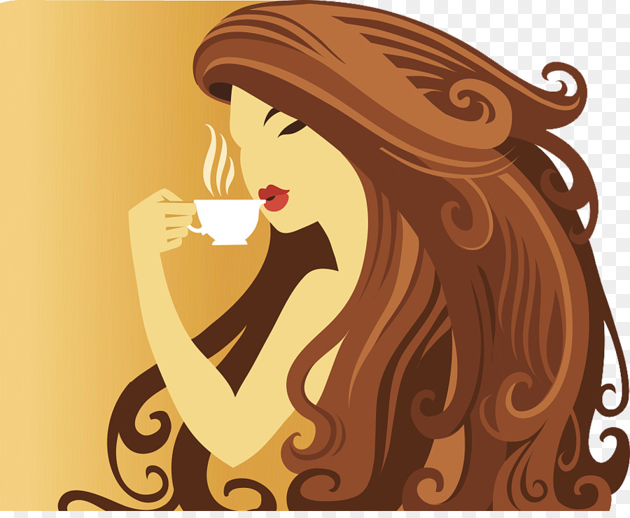 Coffee Tea Caffxe8 Americano Cafe Illustration - Elegant lady coffee decorative map png download - 955*775 - Free Transparent Coffee png Download.