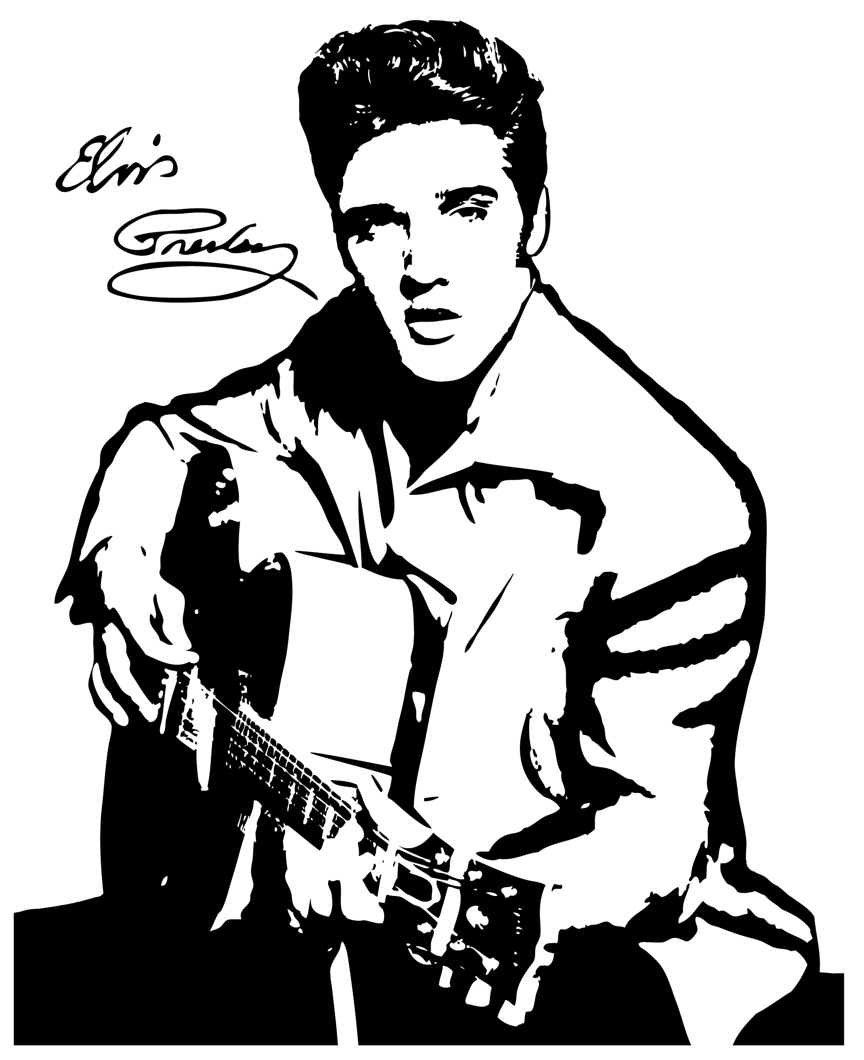 Elvis Presley Drawing Silhouette Black and white Clip art - ELVIS png ...