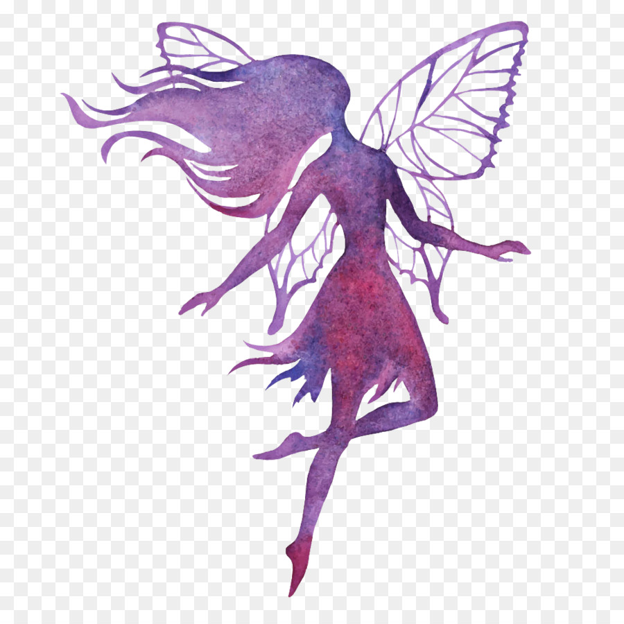 Fairy Watercolor painting Silhouette Illustration - angel png download - 1000*1000 - Free Transparent Fairy png Download.