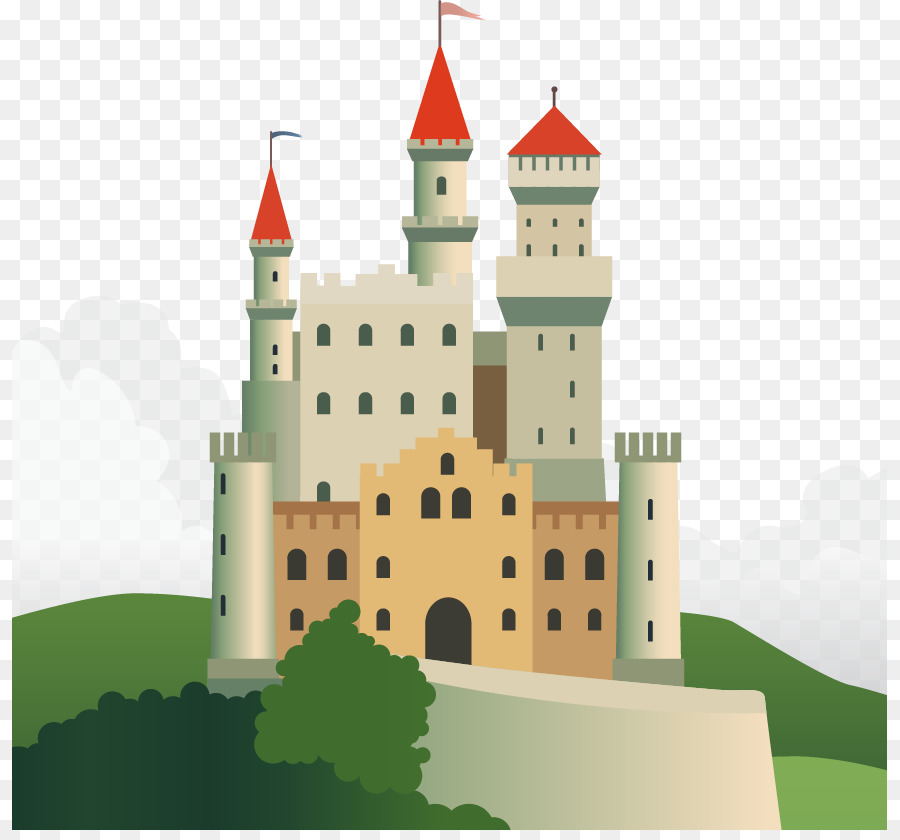 Castle Flat design Illustration - Vector illustration fairytale castle png download - 875*830 - Free Transparent Castle png Download.