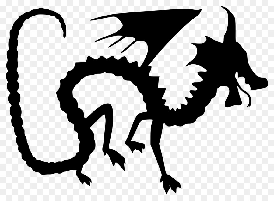 Dragon Silhouette Drawing Clip Art - Dragon Png Download - 1000*891 