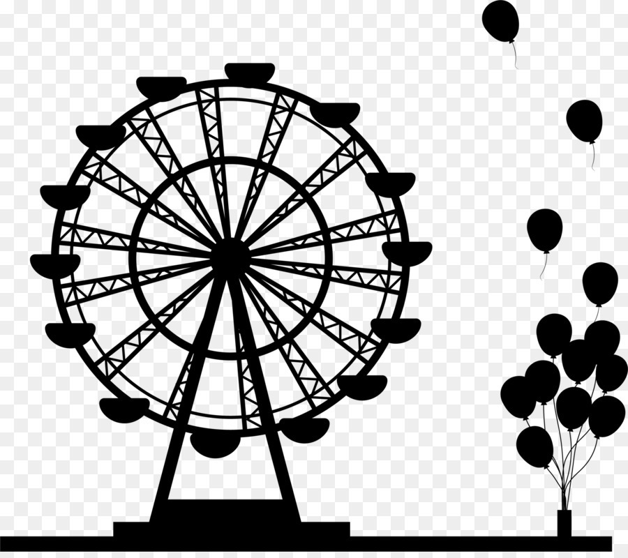 Ferris wheel Silhouette Drawing - Black balloon Ferris wheel png download - 2000*1758 - Free Transparent Ferris Wheel png Download.