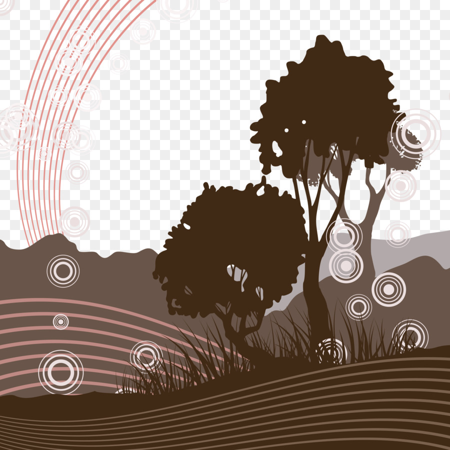 Tree Drawing Silhouette Illustration - Vector Brown Field png download - 3315*3315 - Free Transparent Tree png Download.