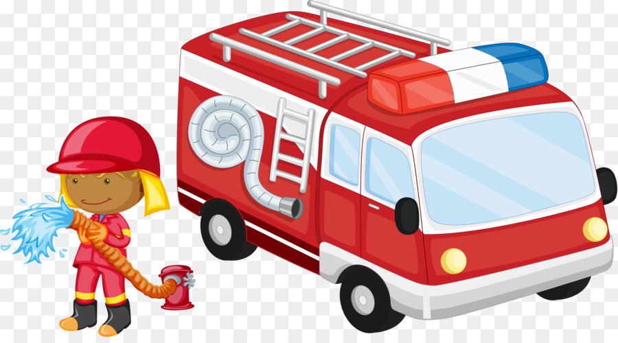 Fire engine Poster Cartoon - Vector cartoon fire truck and firefighters png download - 4051*2212 - Free Transparent Fire Engine png Download.