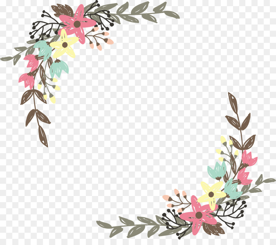 Border Flowers Wildflower Clip art - Hand painted graffiti wild flower borders png download - 2764*2402 - Free Transparent Border Flowers png Download.