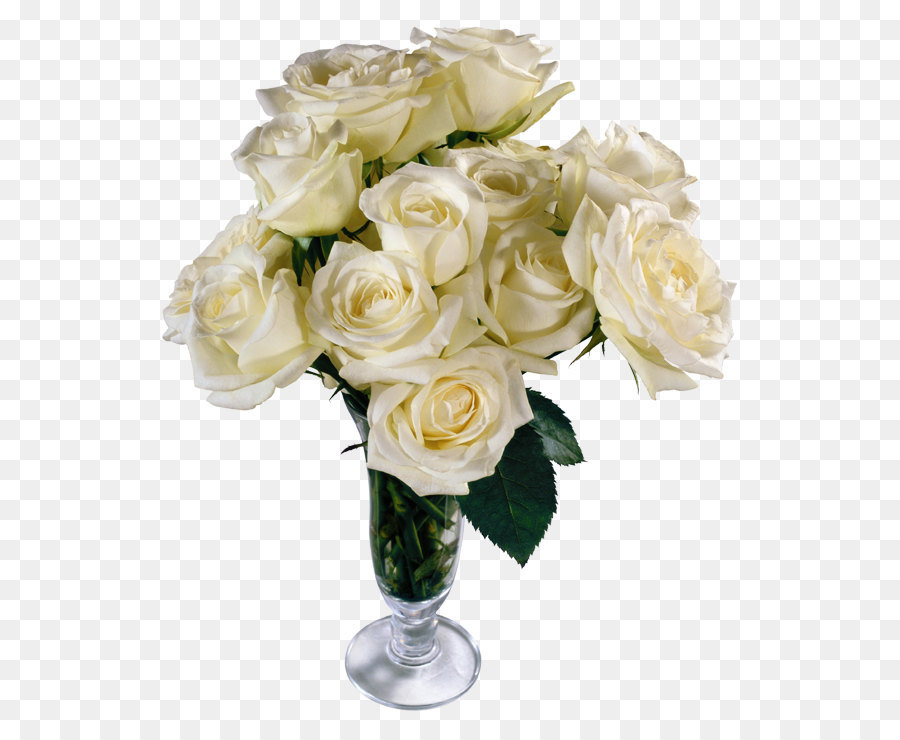Flower bouquet Rose Clip art - White Roses Transparent Vase Bouquet png download - 600*731 - Free Transparent Rose png Download.