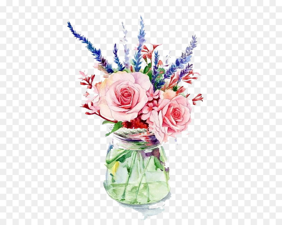 Garden roses Vase Flower Watercolor painting - Pink flowers png download - 549*717 - Free Transparent Garden Roses png Download.