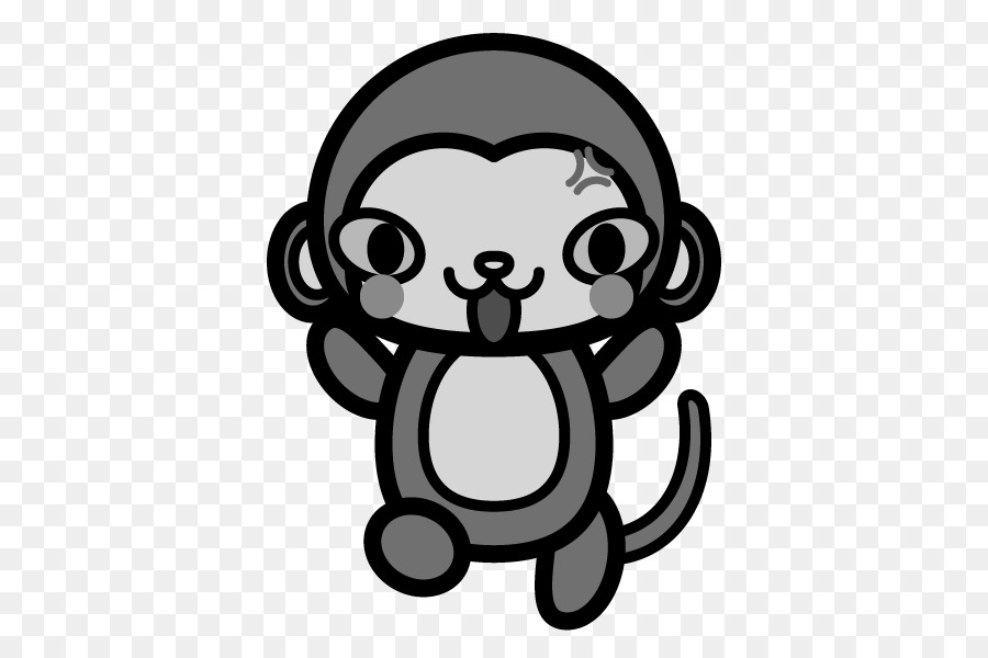 Monochrome painting Black and white Monkey Mammal Kawaii - angry monkey png download - 600*600 - Free Transparent Monochrome Painting png Download.