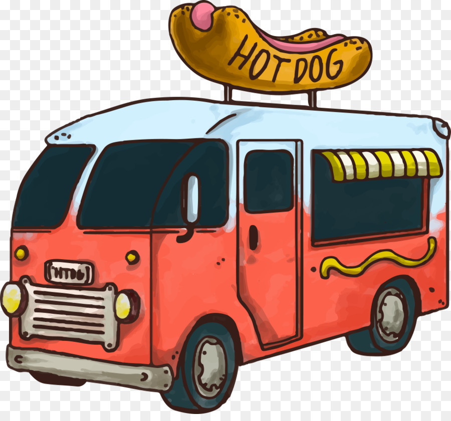 Hot dog Fast food Hamburger Car Food truck - Vector bus above a hot dog png download - 950*872 - Free Transparent Hot Dog png Download.