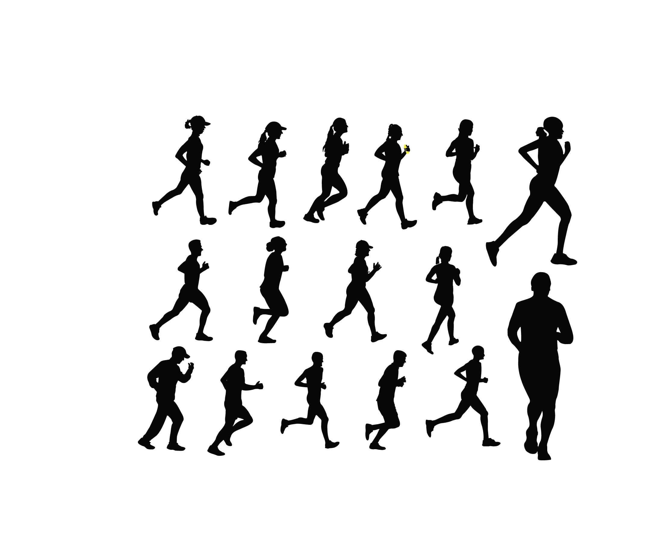 Silhouette Royalty-free Running Illustration - Vector black sports ...