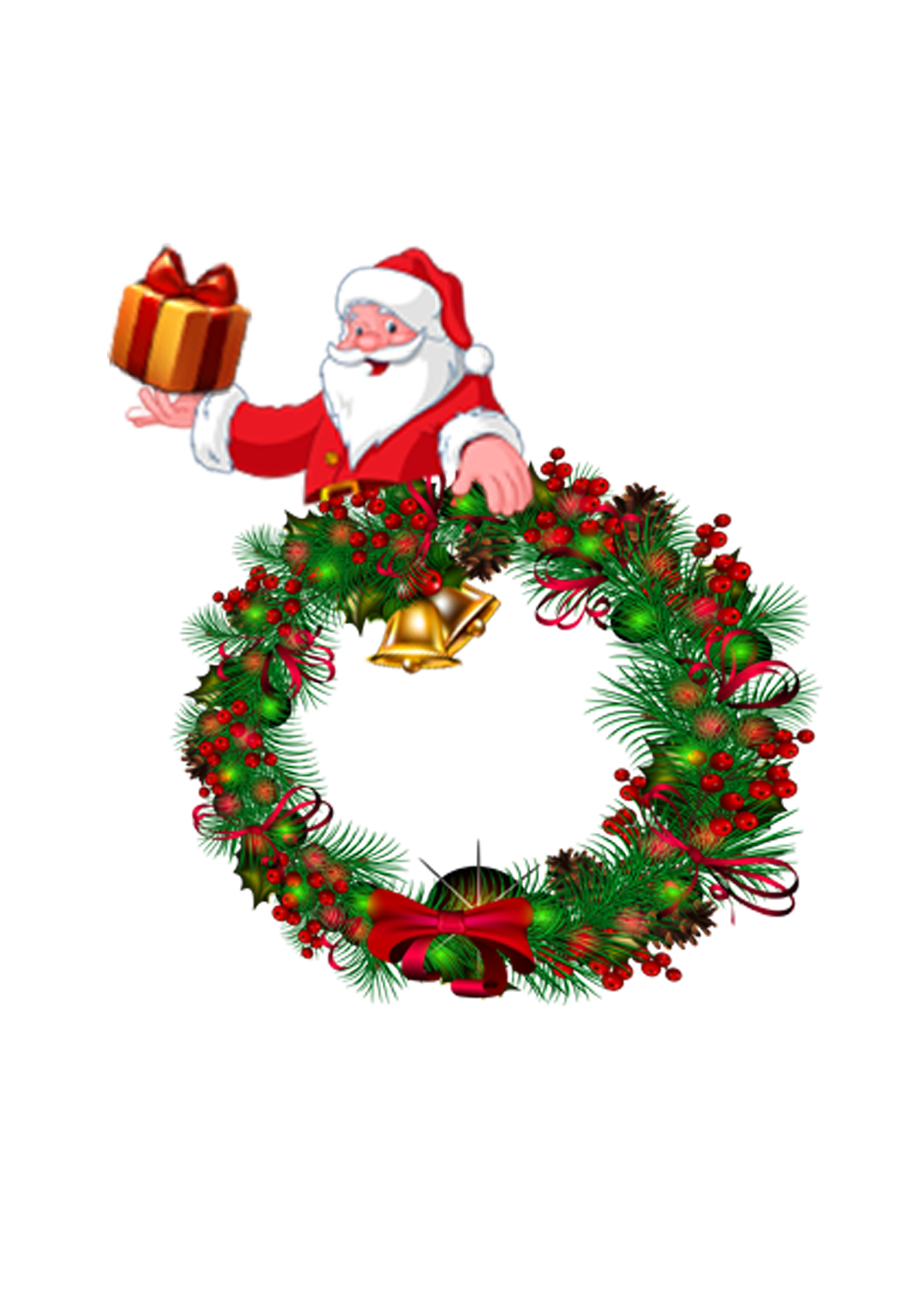 Santa Claus Christmas Garland Wreath - Santa Wreath png download - 2953 ...