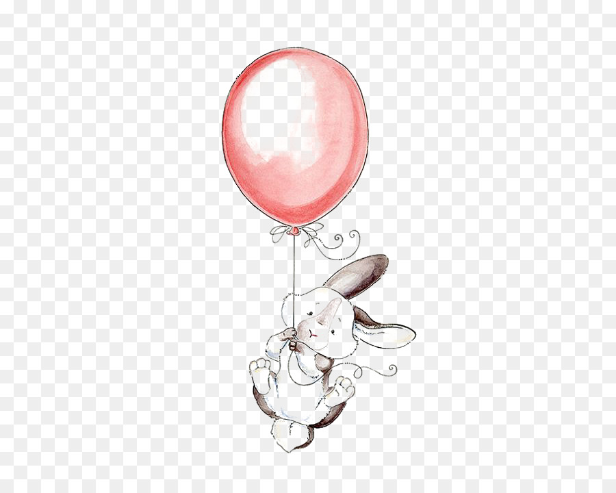 Watercolor painting Rabbit Work of art Illustration - Pulling the balloon rabbit png download - 564*705 - Free Transparent Watercolor Painting png Download.