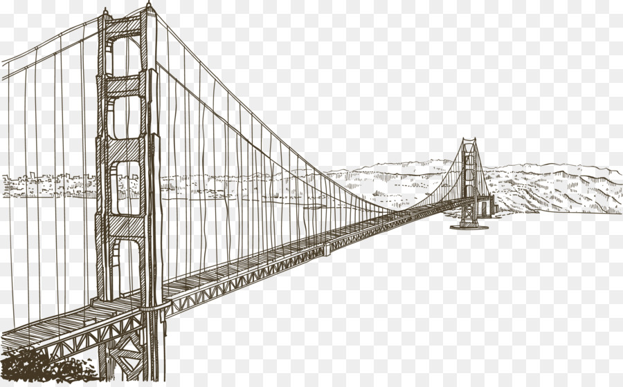 Golden Gate Bridge Statue of Liberty Drawing - Hand-painted cross-sea bridge png download - 2706*1672 - Free Transparent Golden Gate Bridge png Download.