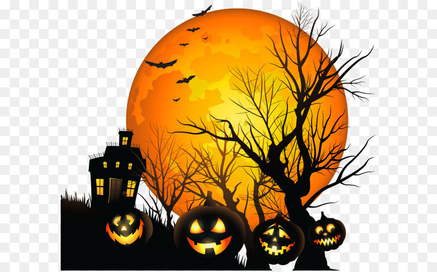 Halloween Clip art - Large Haunted House and Moon PNG Clipart png download - 6400*5489 - Free Transparent Halloween  png Download.
