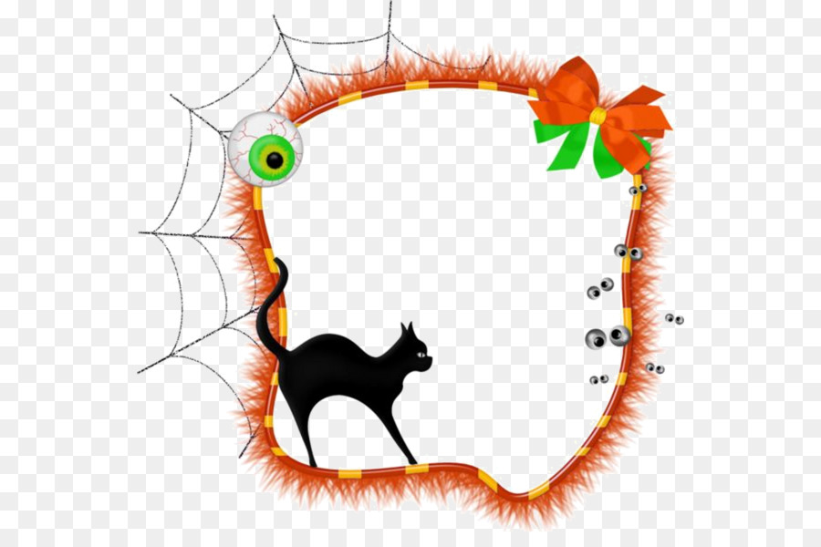 Black cat Halloween Picture frame Clip art - Cartoon cat png download - 600*583 - Free Transparent Cat png Download.