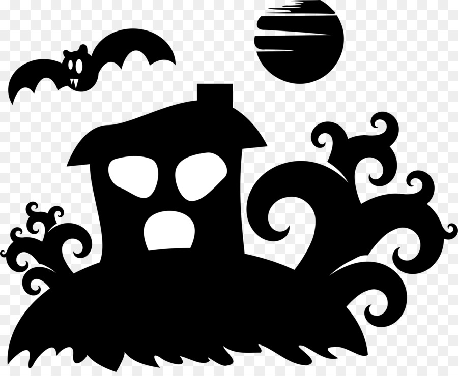 Silhouette Haunted house Clip art - Halloween png download - 2400*1953 - Free Transparent Silhouette png Download.
