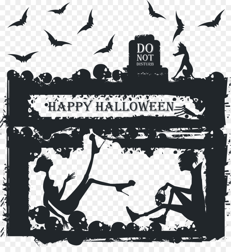 Halloween Greeting card Illustration - Vector Black Skull png download - 1434*1530 - Free Transparent Halloween  png Download.