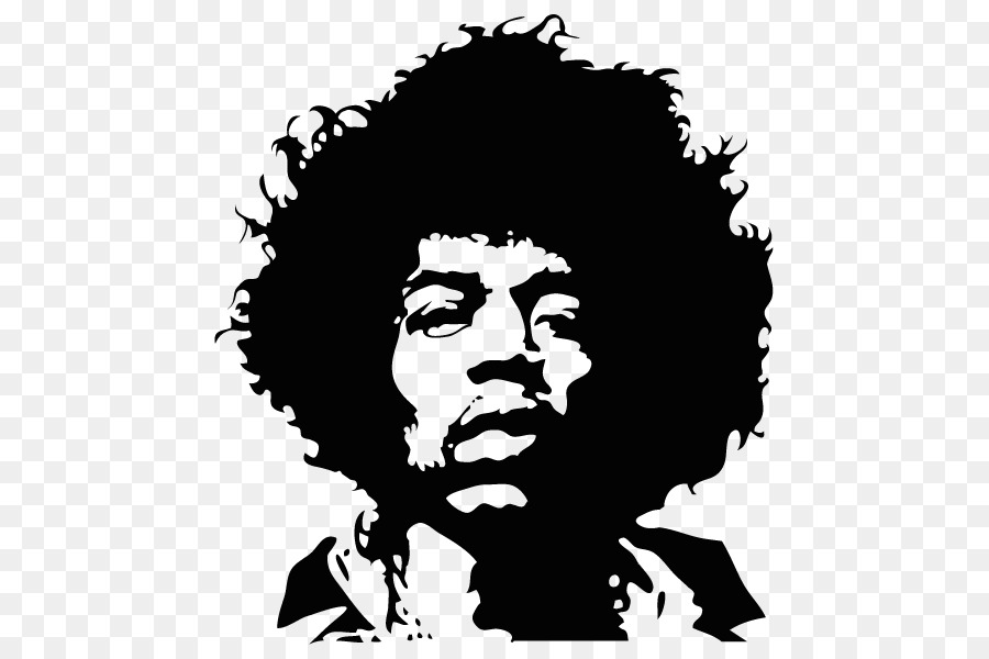 Jimi Hendrix Black and white Portrait Stencil Guitarist - painting png download - 600*600 - Free Transparent  png Download.