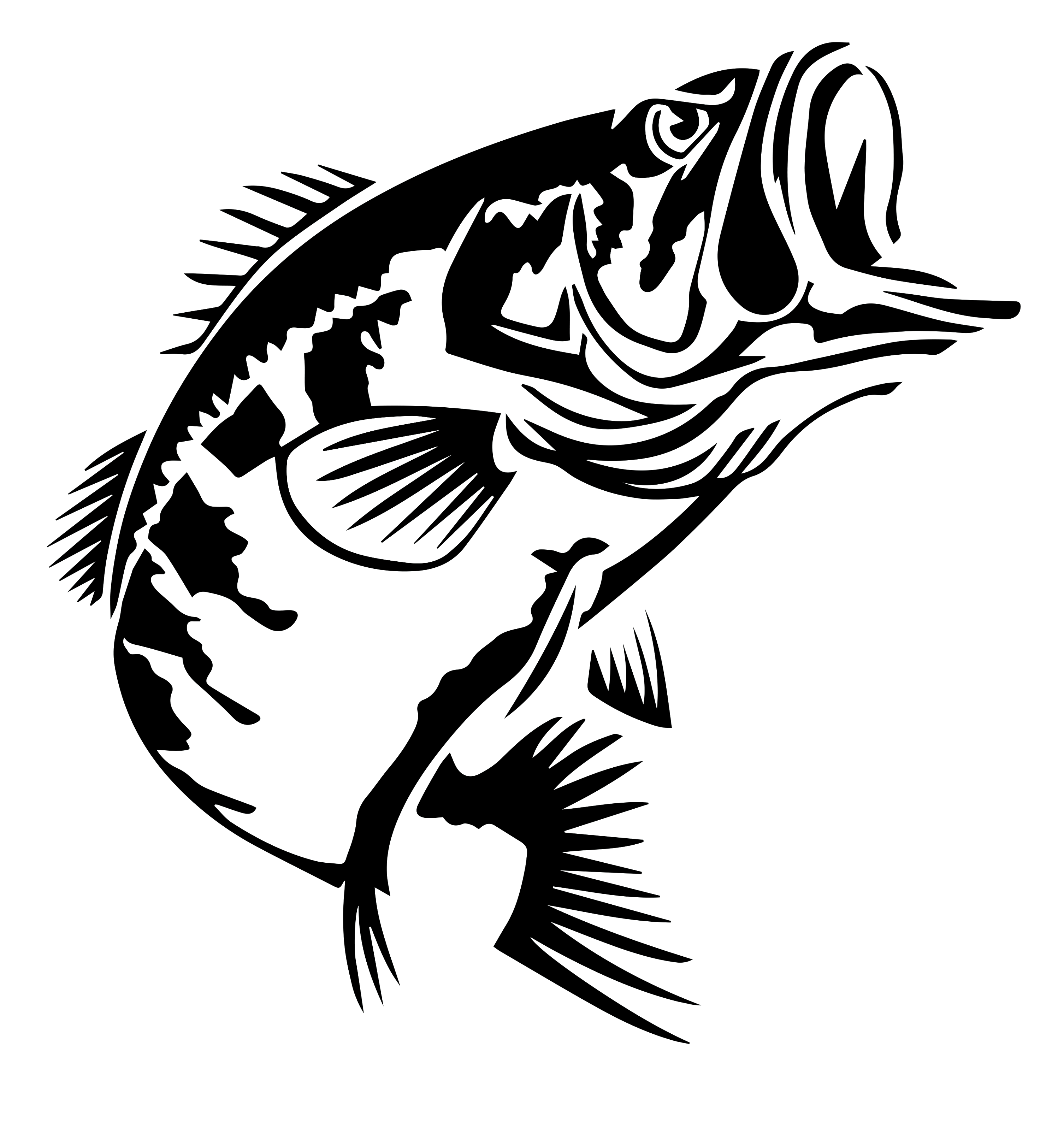 Silhouette Fishing Bass Fish Clipart Bass Clipart Vector Bass Vector ...