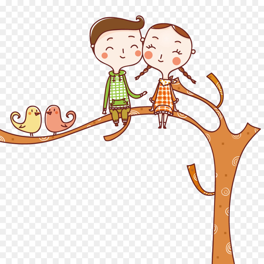 Child Cartoon Significant other - Couple tree branch png download - 1000*1000 - Free Transparent Child png Download.