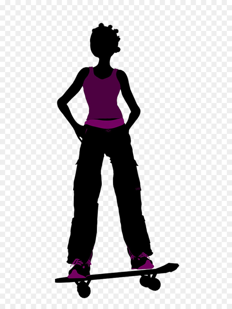 Skateboarding Female - Silhouette woman wearing purple dress png download - 1000*1333 - Free Transparent  png Download.