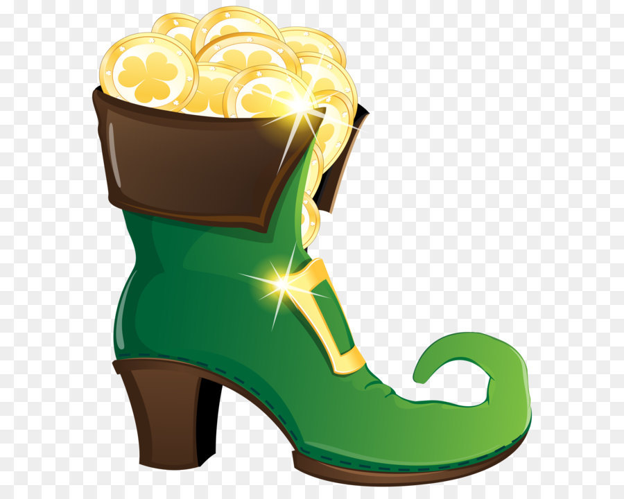 Leprechaun Shoe Boot High-heeled footwear Clip art - Leprechaun Shoe with Gold Coins PNG Clipart Image png download - 5613*6140 - Free Transparent Leprechaun png Download.