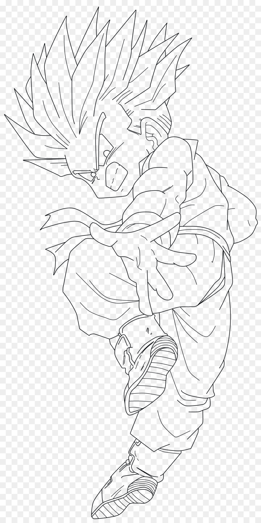 Trunks Line art Drawing Goku Super Saiya - Lineart Vector png download - 2500*5000 - Free Transparent Trunks png Download.