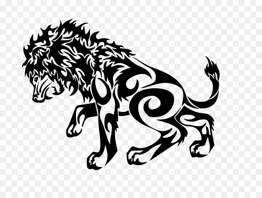 Lion And Cub Silhouette Tattoo - Temu