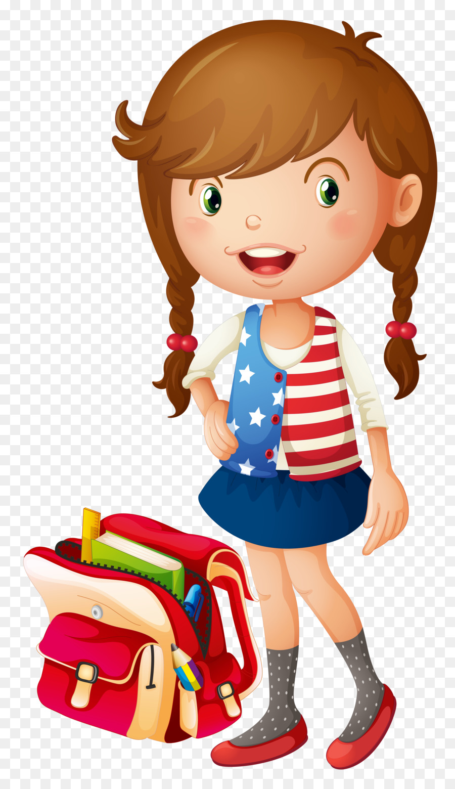 School Bag Illustration - Vector cartoon little girls png download - 4000*6887 - Free Transparent  png Download.
