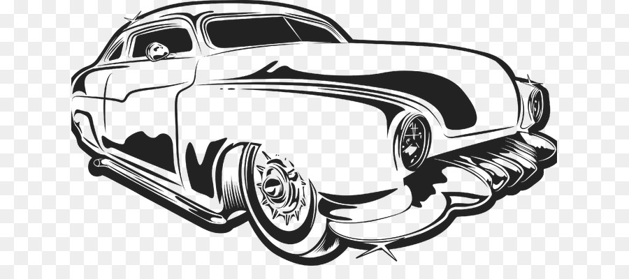 Car Line art Drawing Hot rod Chicano - Vintage hot rod png download - 695*381 - Free Transparent Car png Download.