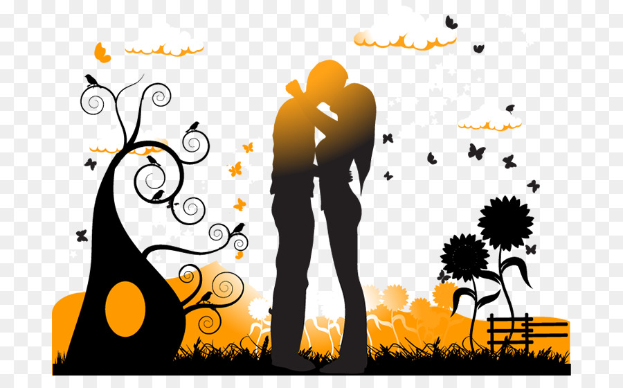 Kiss Silhouette couple Illustration - Kiss Vector sunlit png download - 750*542 - Free Transparent Kiss png Download.