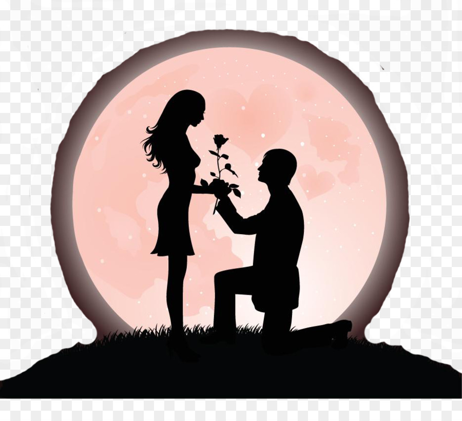 Cartoon Marriage proposal Silhouette Romance - Couple in love png download - 935*849 - Free Transparent  Cartoon png Download.