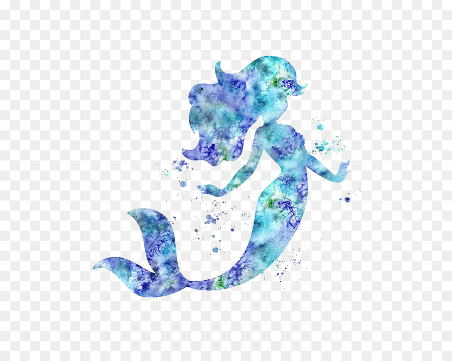 Ariel Cinderella Mermaid Watercolor painting Printing - Mermaid silhouette png download - 564*705 - Free Transparent Ariel png Download.