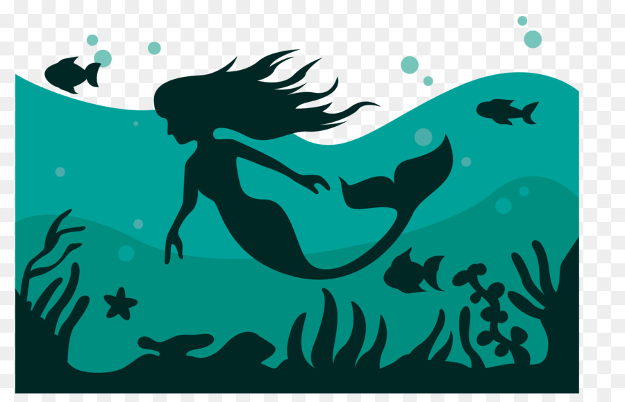 Download - Vector outline undersea mermaid png download - 3183*2034 - Free Transparent Mermaid png Download.