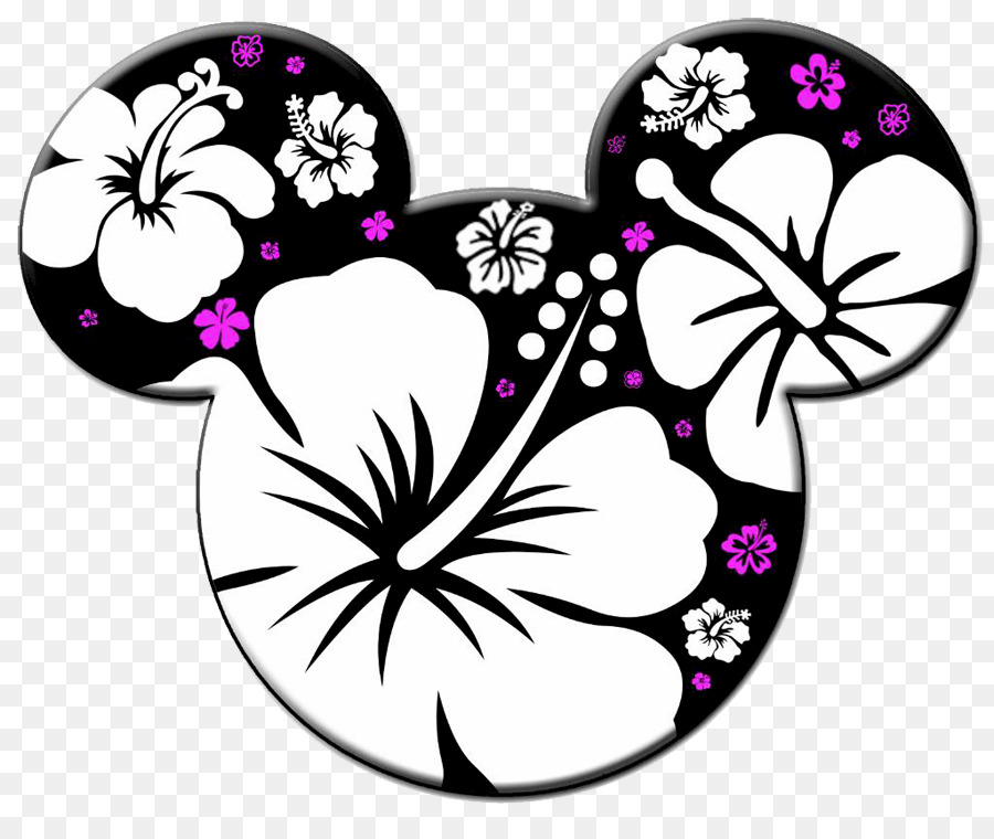 Mickey Mouse Minnie Mouse Black and white Clip art - Hibiscus Outline png download - 900*749 - Free Transparent Mickey Mouse png Download.