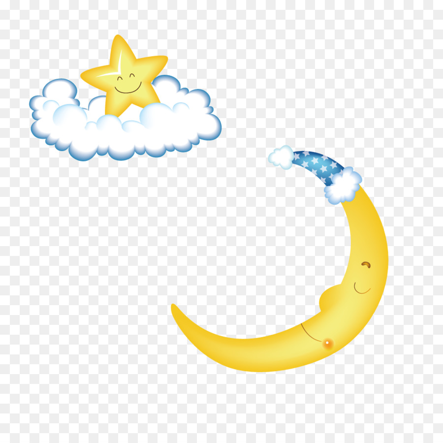 Hat Moon Designer Clip art - Wearing a hat cute moon and stars on the clouds png download - 1000*1000 - Free Transparent Hat png Download.