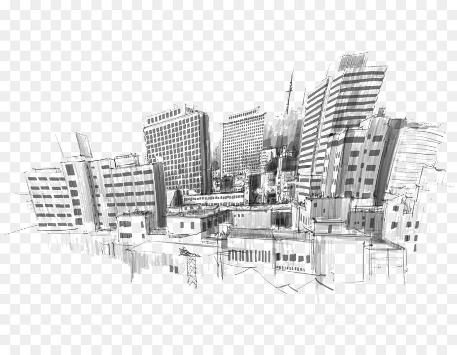 Drawing City Sketch - City portrait illustration picture png download - 1000*773 - Free Transparent Drawing png Download.