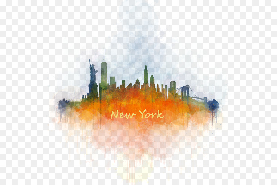 New York City Skyline Watercolor painting Cityscape - New York City png download - 600*600 - Free Transparent New York City png Download.