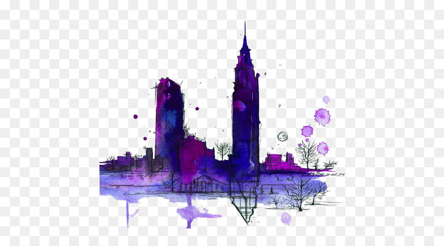 New York City Watercolor painting Drawing Skyline - watercolor sky png download - 500*500 - Free Transparent New York City png Download.